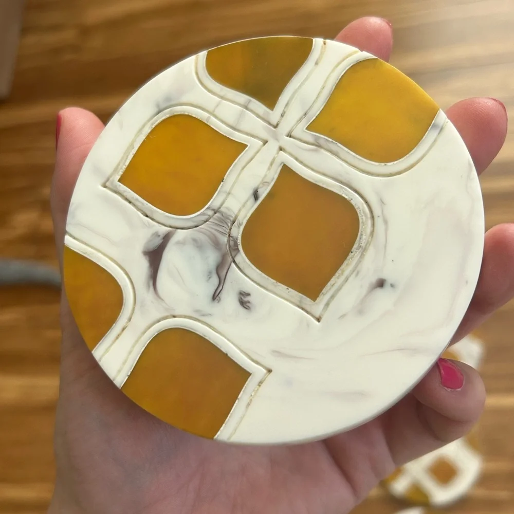 NWOT Anthropologie Peyton Coasters - Resin, Faux Marble and Gold